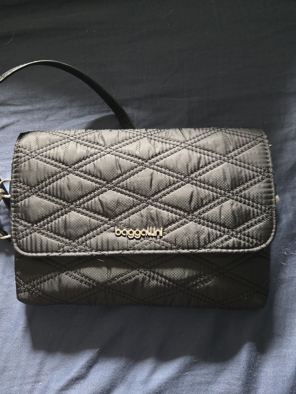 Baggallini Black Quilted Flap Crossbody